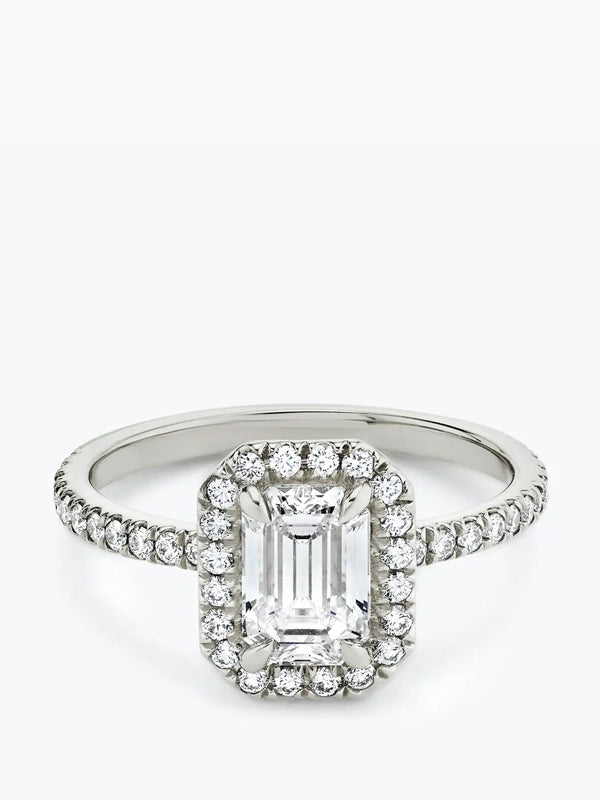 1ct D colour SI1 clarity Emerald Cut Halo