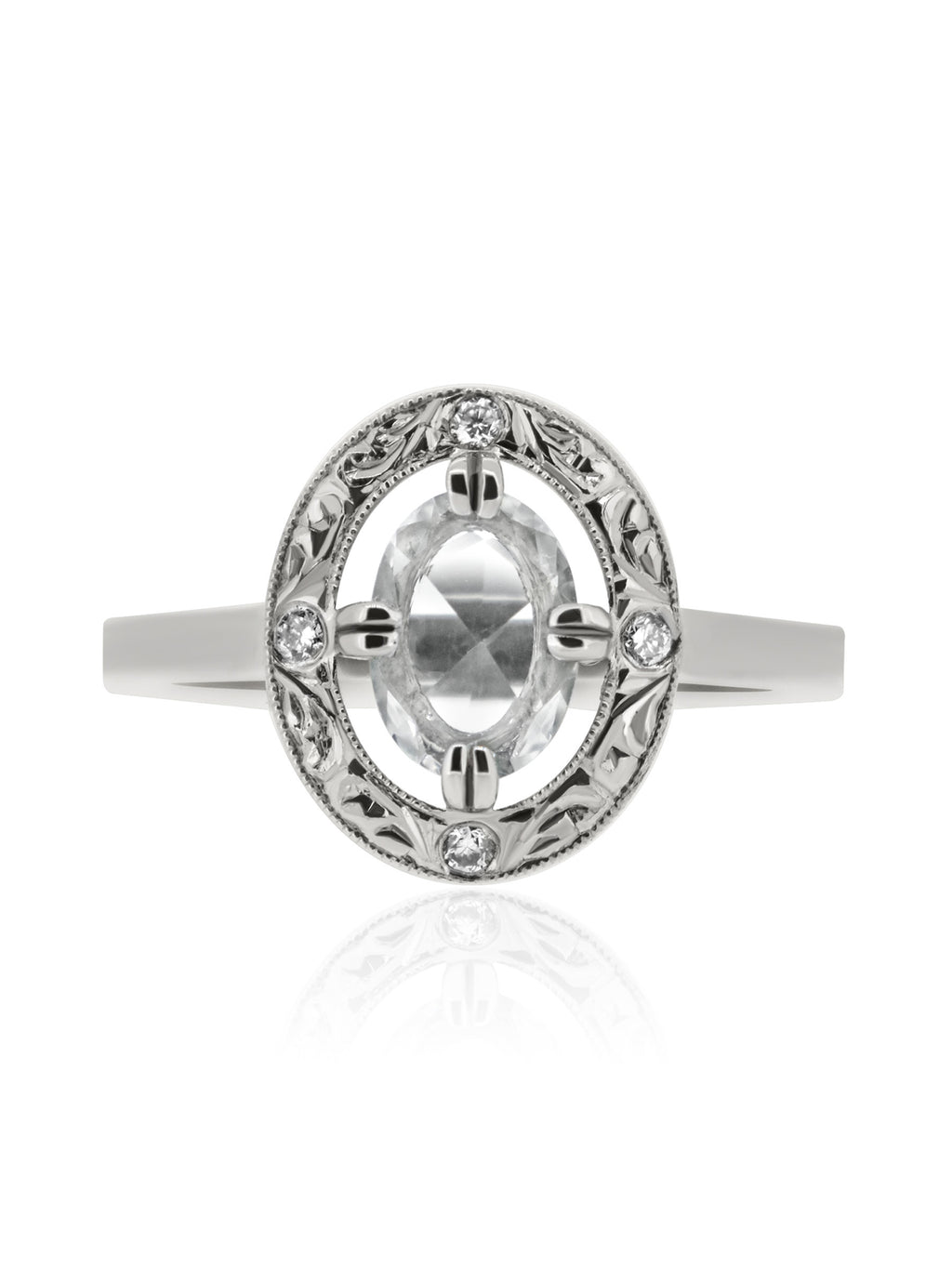 Rose Cut Sapphire Halo Ring