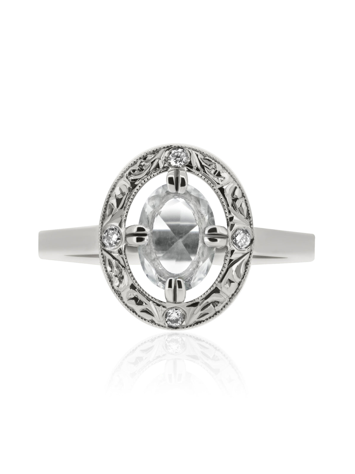Rose Cut Sapphire Halo Ring
