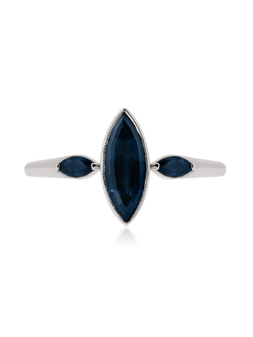 Marquise Twin Stud  - Natural Sapphire